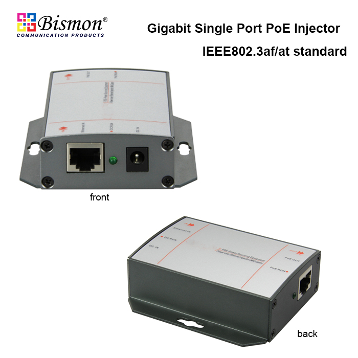 Gigabit-100-1000Mbps-single-port-PoE-injector-IEEE802-3af-at-Wall-type